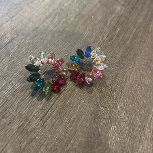 Multicolor Gemstone Hoop Earrings